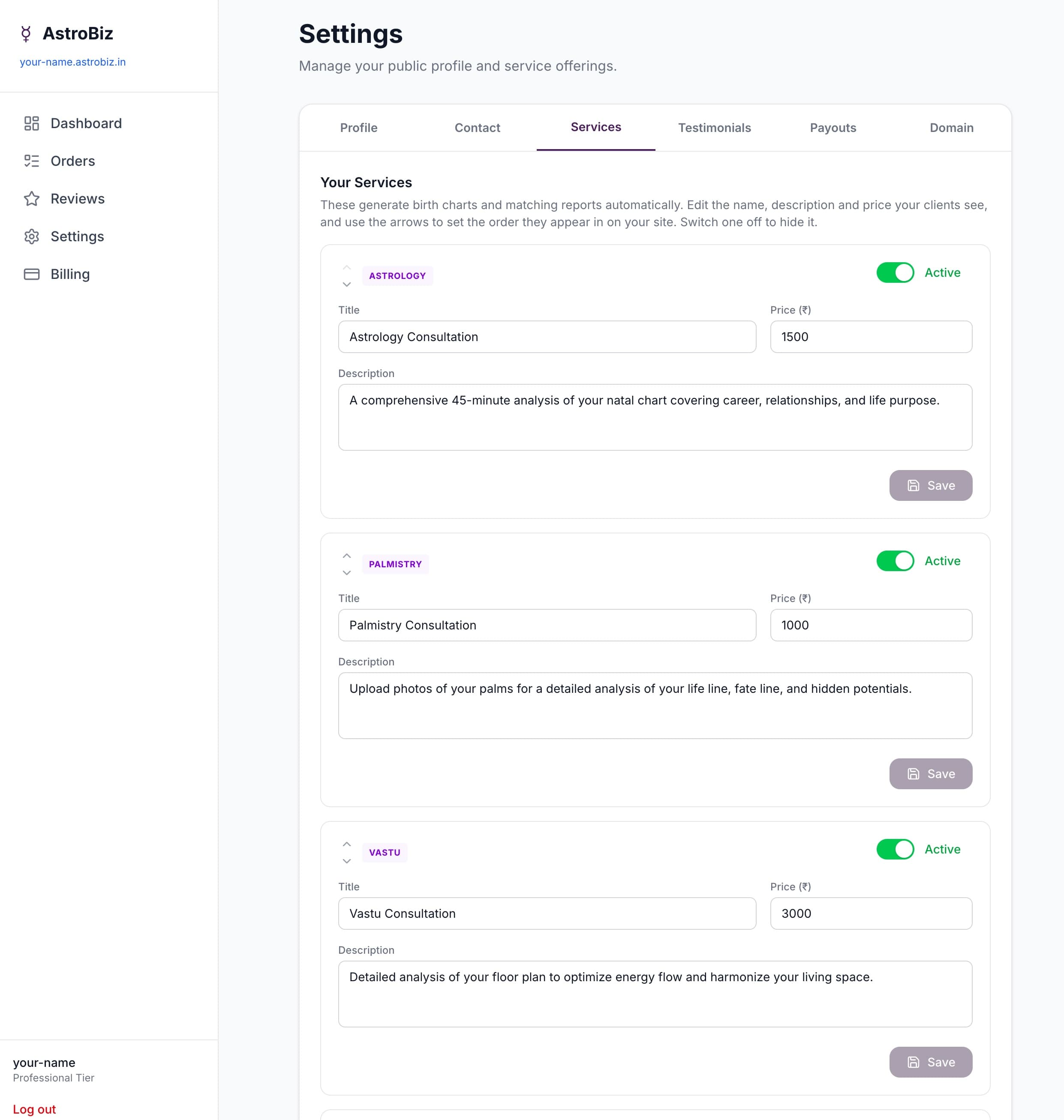Add any service, set any price